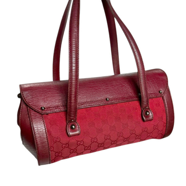 Gucci Monogram Bamboo Shoulder Bag in Red / Maroon / Silver - Image 4