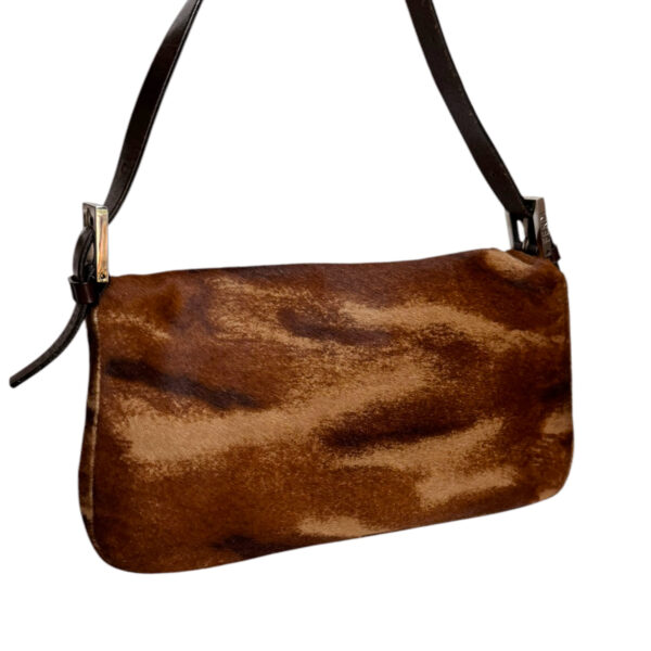 Fendi Mottled Calfskin Shoulder Baguette Bag in Brown / Tan - Image 5