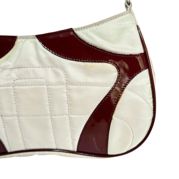 Prada Nylon Shoulder Bag in Cream / Maroon - Image 8