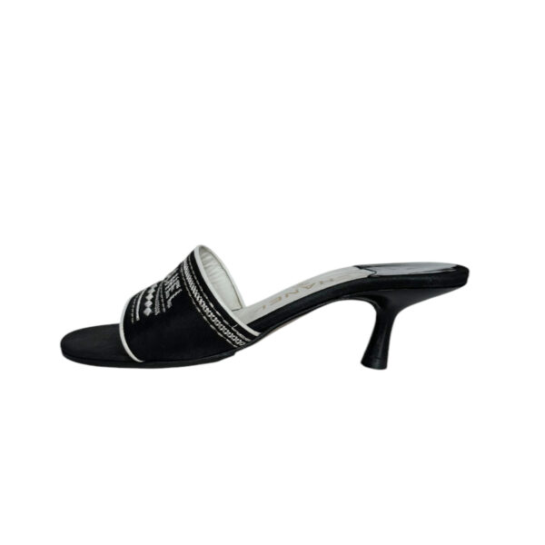 Chanel Embroidered Logo Heels in Black / White UK 3.5 - Image 3