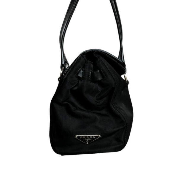 Prada Leather Nylon Buckle Shoulder Bag in Black / Silver - Image 3