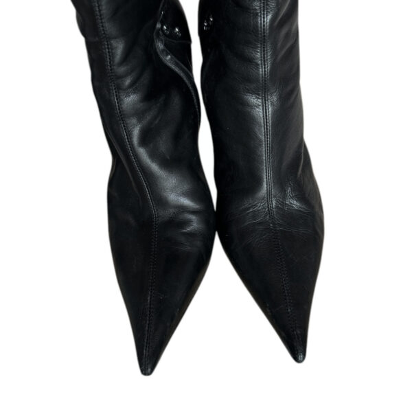 Dior Logo Over the Knee Biker Moto Leather Heeled Boots in Black UK 6 - Image 3