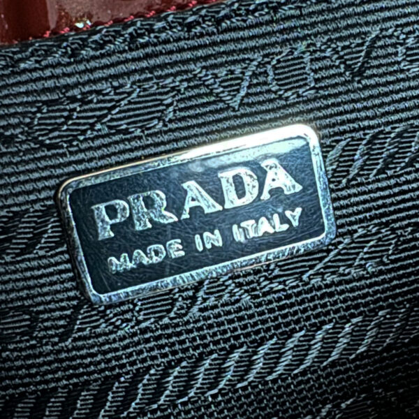 Prada Nylon Shoulder Bag in Cream / Maroon - Image 11