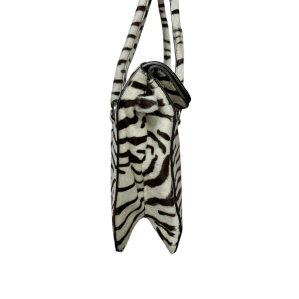 Prada Zebra Print Calfskin Shoulder Bag in White / Brown / Silver - Image 4