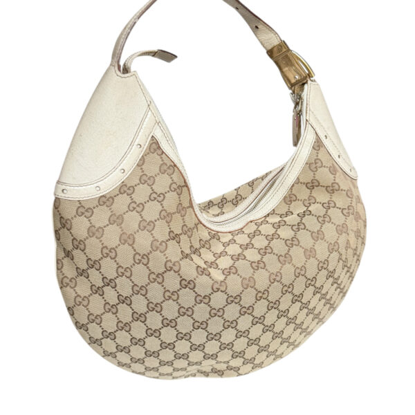 Gucci Monogram Large Croissant Hobo Shoulder Bag in Beige / Cream / Gold - Image 4