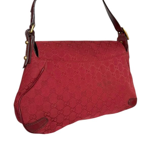 Gucci Monogram Horsebit Shoulder Bag in Red / Gold - Image 4