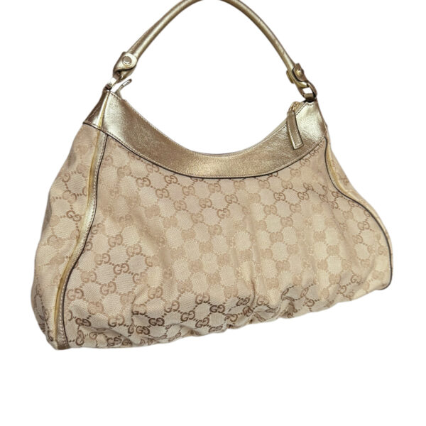 Gucci Monogram D Ring Hobo Shoulder Bag Beige / Metallic Gold - Image 4