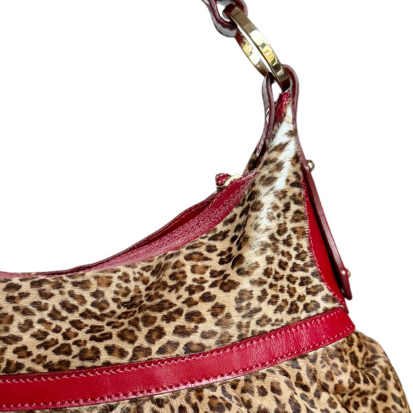 Fendi Leopard Print Calfskin Chef Shoulder Bag in Brown / Gold / Red - Image 5