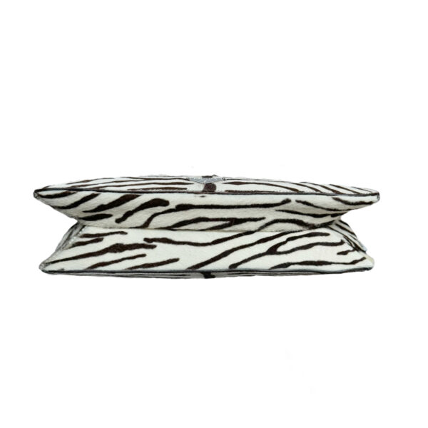 Prada Zebra Print Calfskin Shoulder Bag in White / Brown / Silver - Image 6