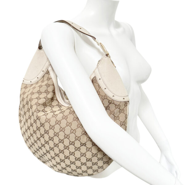 Gucci Monogram Large Croissant Hobo Shoulder Bag in Beige / Cream / Gold - Image 8