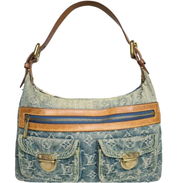 Vintage Louis Vuitton Monogram Denim Baggy Shoulder Bag in Blue | NITRYL