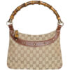 Vintage Gucci Monogram Bamboo Shoulder Bag in Beige / Brown | NITRYL