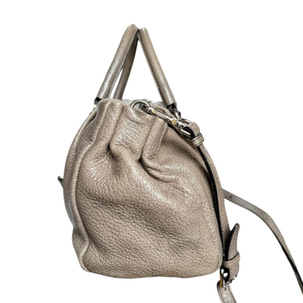 Prada Leather 2-Way Bag in Taupe Brown / Silver - Image 3