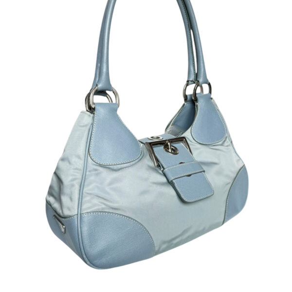 Prada Nylon Half Moon Hobo Shoulder Bag in Baby Blue / Silver - Image 2