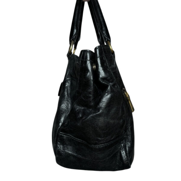 Prada Zippy Leather Hobo Shoulder Bag in Black / Gold - Image 3