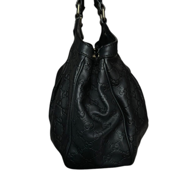 Gucci Monogram Leather Sukey Hobo Shoulder Bag in Black / Gold - Image 3