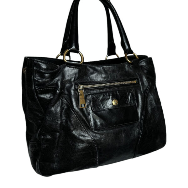 Prada Zippy Leather Hobo Shoulder Bag in Black / Gold - Image 4