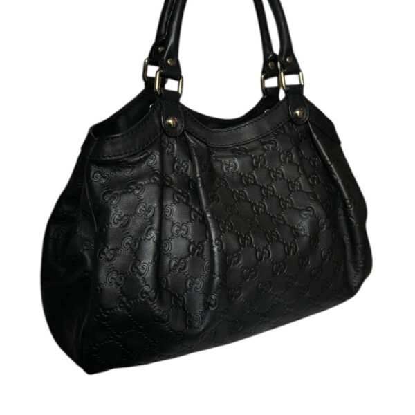 Gucci Monogram Leather Sukey Hobo Shoulder Bag in Black / Gold - Image 5