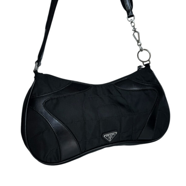 Prada Nylon Quilted Shoulder Bag in Black / Silver - Image 2