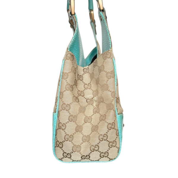 Gucci Monogram Jackie Shoulder Bag in Beige / Aqua Blue / Gold - Image 3