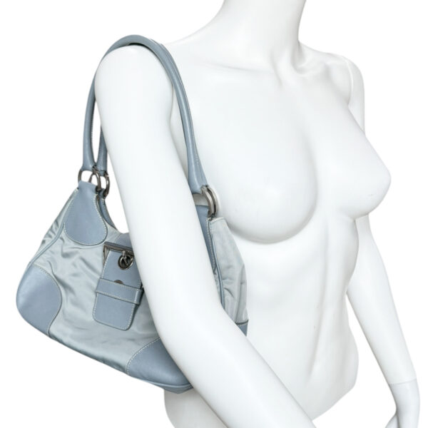 Prada Nylon Half Moon Hobo Shoulder Bag in Baby Blue / Silver - Image 8