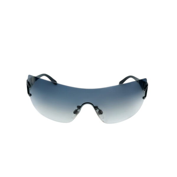 Chanel Logo Rimless Wraparound Sunglasses in Black / Blue - Image 2