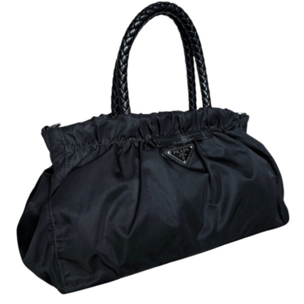 Prada Bow Nylon 2 Way Bag in Black / Silver - Image 2