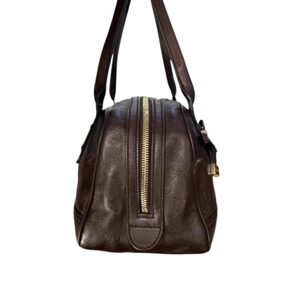 Gucci Monogram Leather Bow Shoulder Bag in Brown / Gold - Image 3