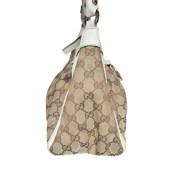 Gucci Monogram D Ring Hobo Shoulder Bag in Beige / White / Gold - Image 3