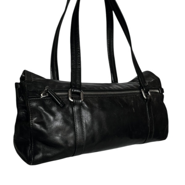 Prada Leather Buckle Shoulder Bag in Black / Silver - Image 4