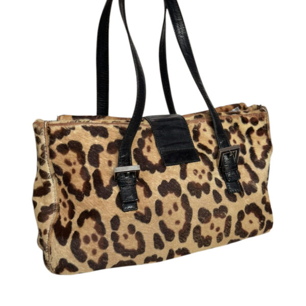 Fendi Leopard Print Calfskin Shoulder Baguette Bag - Image 4