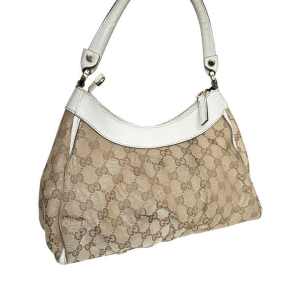 Gucci Monogram D Ring Hobo Shoulder Bag in Beige / White / Gold - Image 4