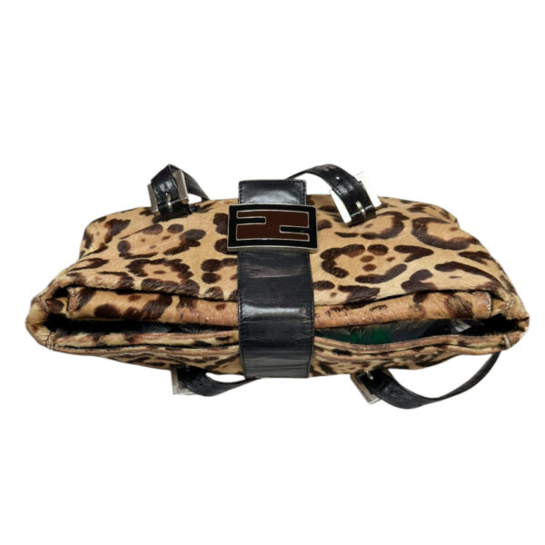 Fendi Leopard Print Calfskin Shoulder Baguette Bag - Image 6