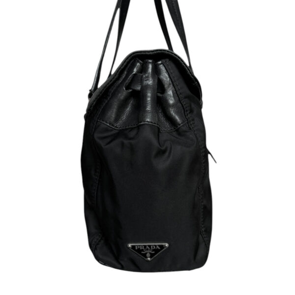 Prada Nylon Leather Buckle Shoulder Bag in Black / Silver - Image 3