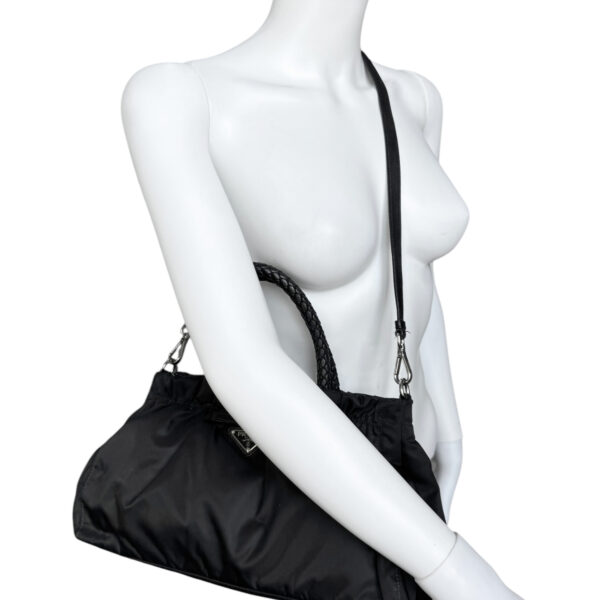 Prada Bow Nylon 2 Way Bag in Black / Silver - Image 9