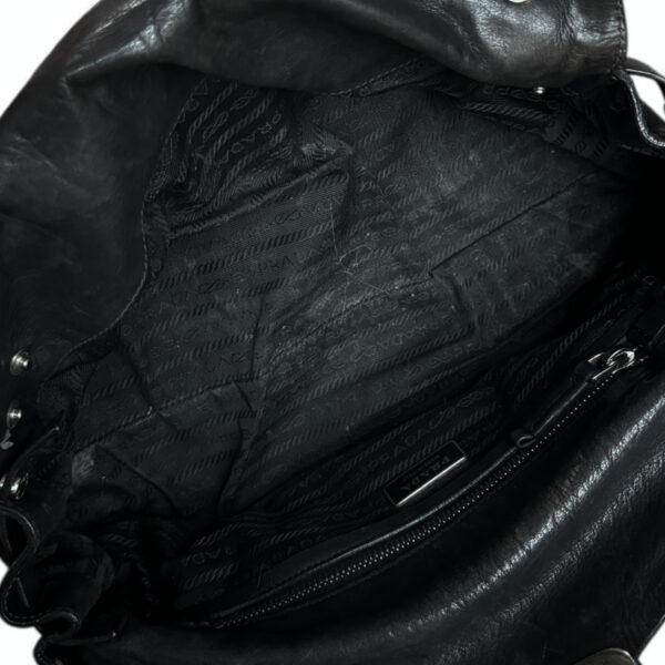 Prada Leather Buckle Shoulder Bag in Black / Silver - Image 6