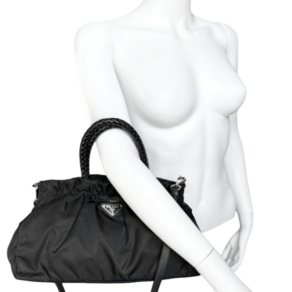 Prada Bow Nylon 2 Way Bag in Black / Silver - Image 8