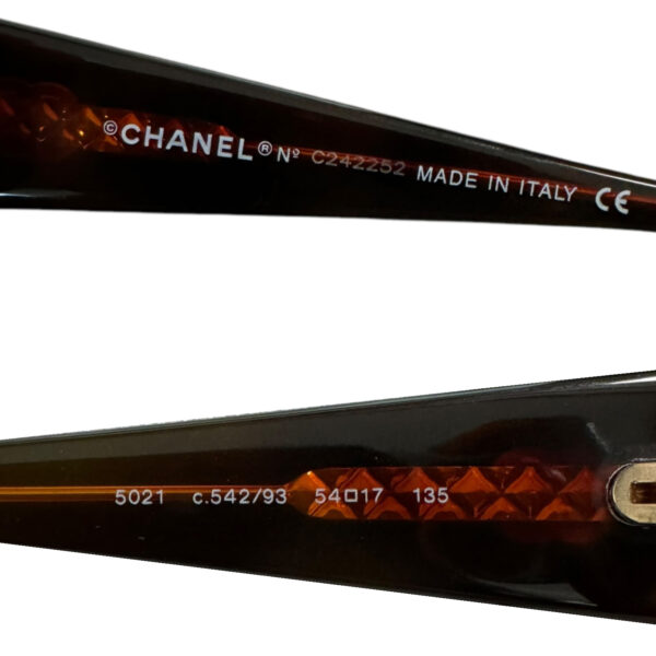 Chanel Logo Chunky Sunglasses in Dark Brown / Tan / Gold - Image 3