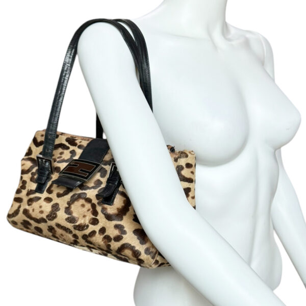 Fendi Leopard Print Calfskin Shoulder Baguette Bag - Image 10