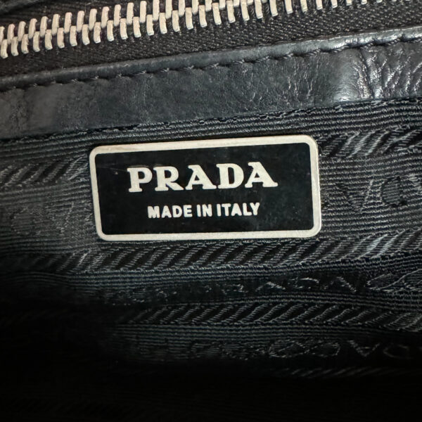 Prada Nylon Leather Buckle Shoulder Bag in Black / Silver - Image 7