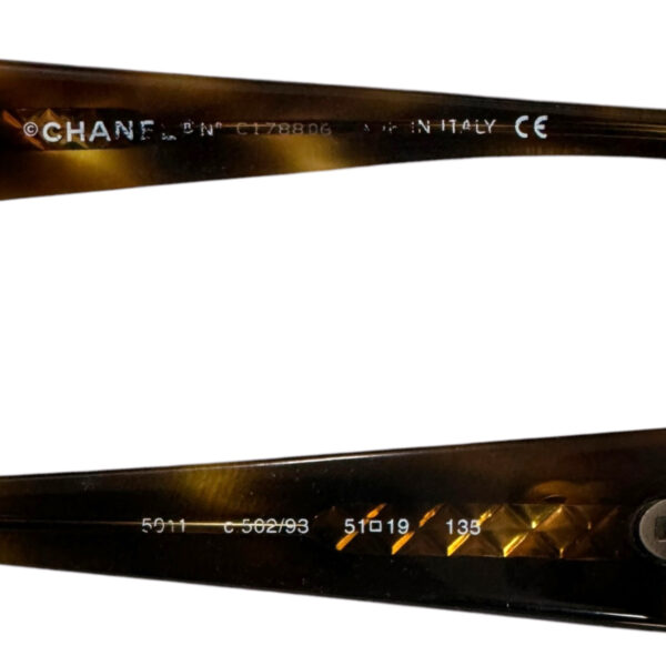 Chanel Logo Chunky Sunglasses in Tortoiseshell Brown / Gold - Image 3