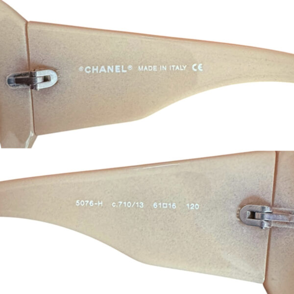 Chanel Mother of Pearl Logo Oversized Sunglasses in Beige - Image 3