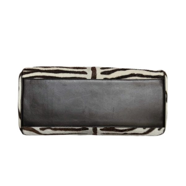 Prada Zebra Print Calfskin Shoulder Bag in White / Brown / Silver - Image 5