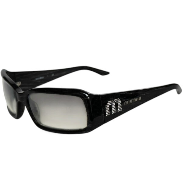 Vintage Miu Miu Diamante Logo Sunglasses in Black / Grey / Silver | NITRYL