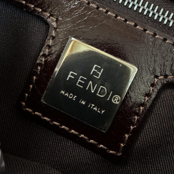 Fendi Satin Beaded Shoulder Baguette Bag in Brown / Blue with Exotic Leather Detailing - Image 7