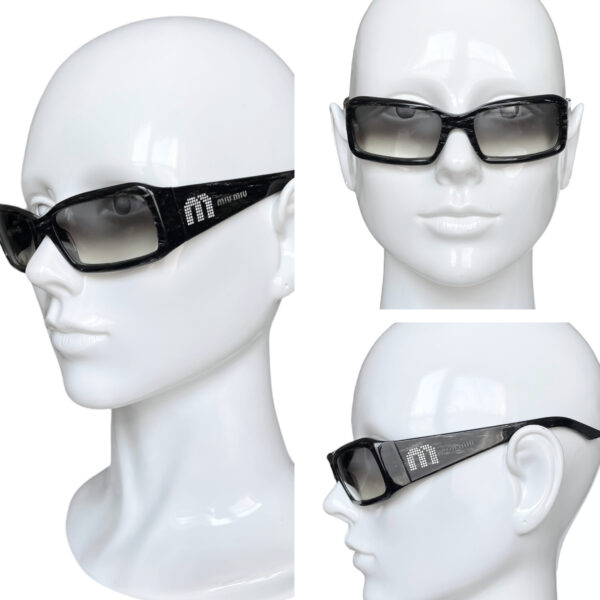 Miu Miu Diamante Logo Sunglasses in Black / Grey / Silver - Image 4