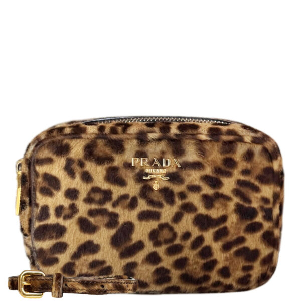 Vintage Prada Leopard Print Calfskin Mini Crossbody Bag in Brown | NITRYL