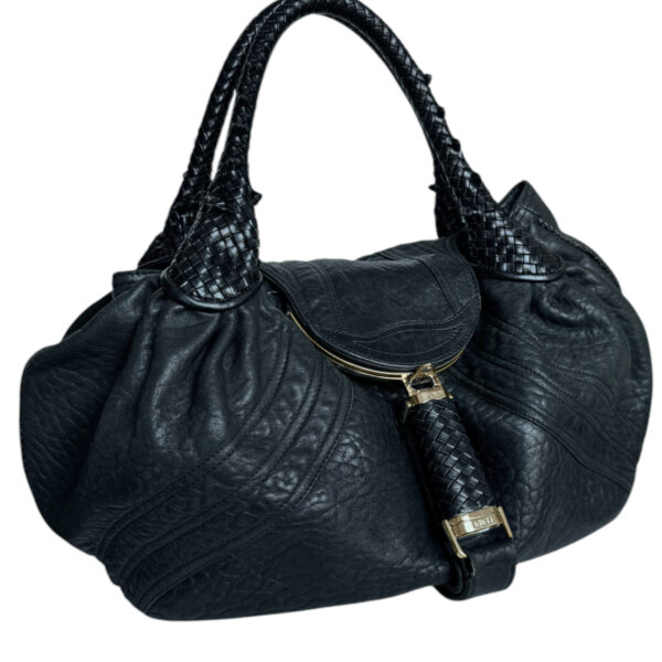 Fendi Leather Spy Hobo Shoulder Bag in Black / Gold - Image 2