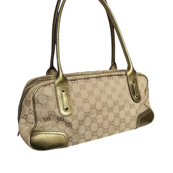 Gucci Monogram Bow Princy Shoulder Bag in Beige / Gold - Image 4