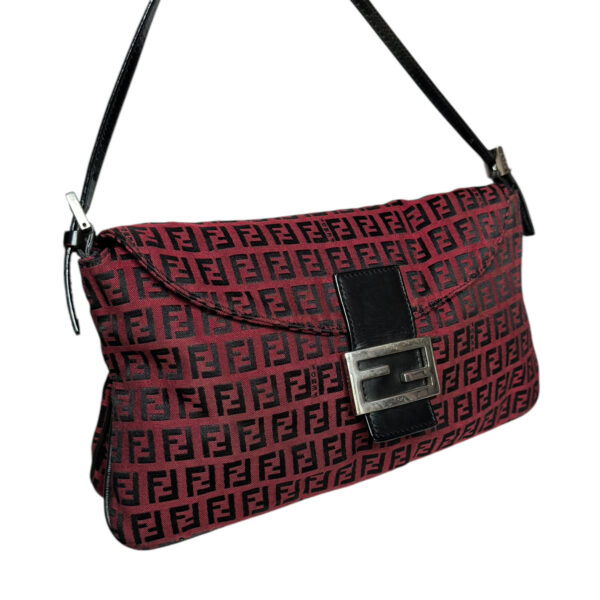Fendi Monogram Shoulder Baguette Bag in Red / Black / Silver - Image 2